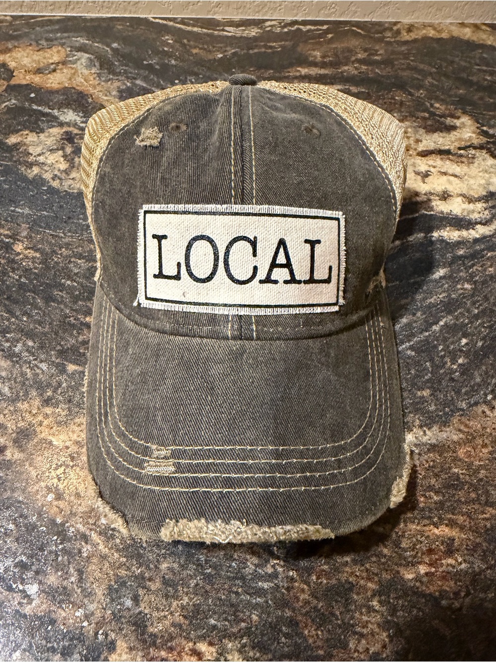 LOCAL Patch Trucker Hat - Distressed Gray & Tan